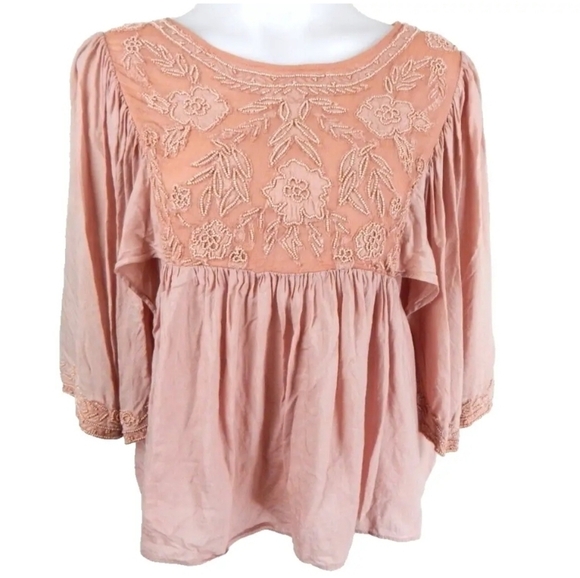 Love Sam Anthropologie Beaded Floral Top - Picture 2 of 4